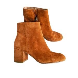 Halogen Cori Round Toe Bootie Rust Brown Suede Ankle Boot 6 Western Fall Classic